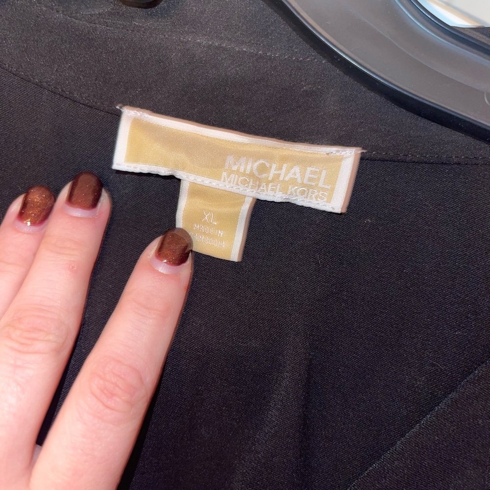 Michael Kors Elegant Black Button Front Dress